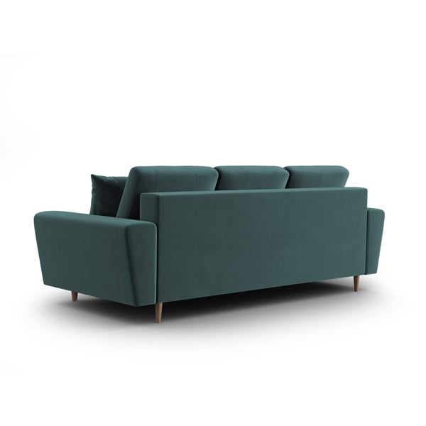 Morska aksamitna rozkładana sofa ze schowkiem 235 cm Kyoto – Cosmopolitan Design-image-3