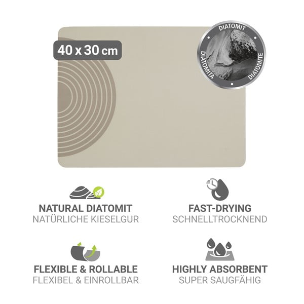 Beżowa gumowa podkładka do naczyń 40x30 cm Dima – Wenko-image-3