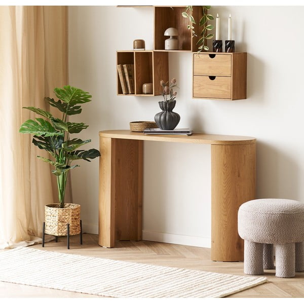 Konsola w dekorze dębu w naturalnym kolorze 38x114 cm Bibione – House Nordic-image-1