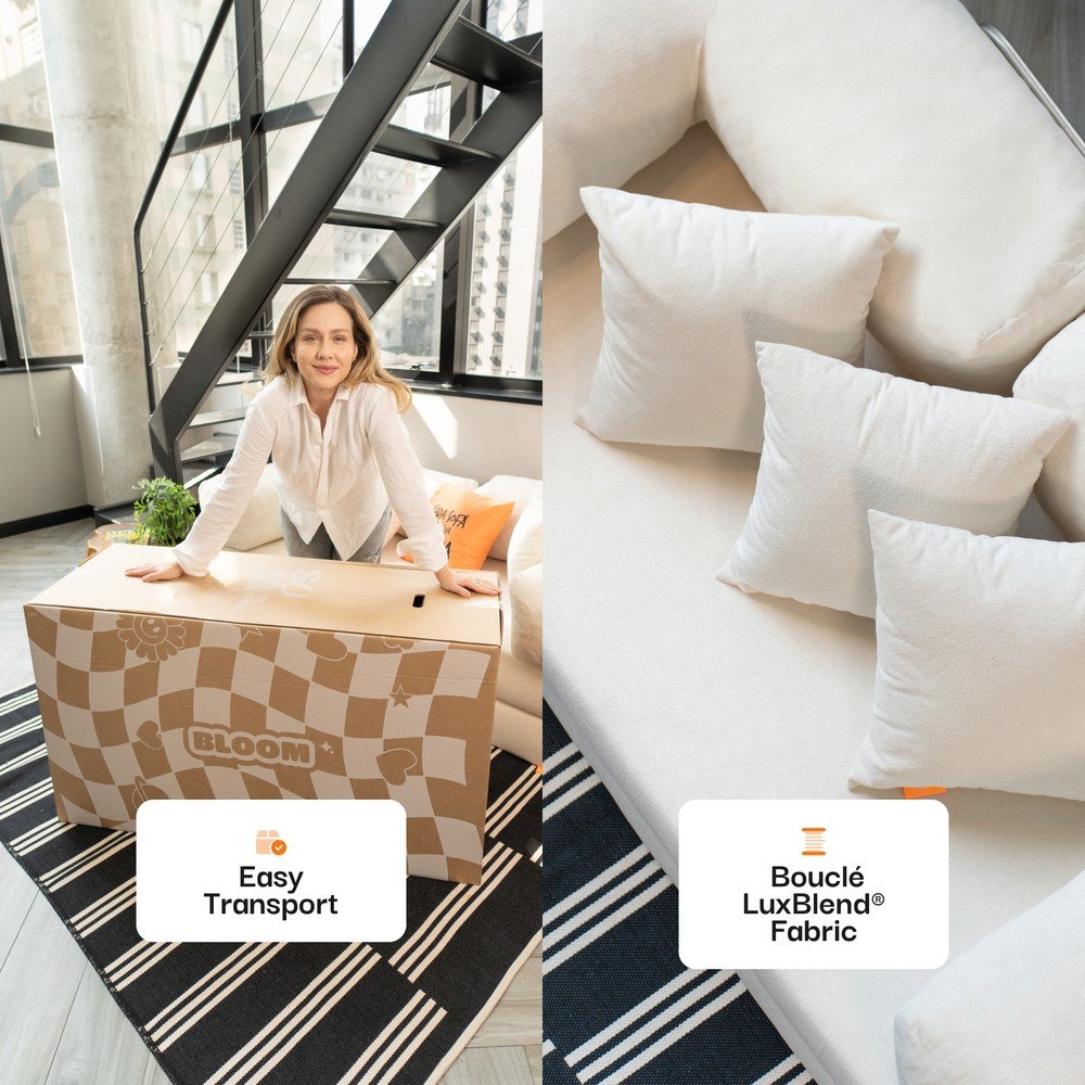 Beżowa rozkładana sofa z materiału bouclé 180 cm Bloom – TemaHome (zdjęcie 3)