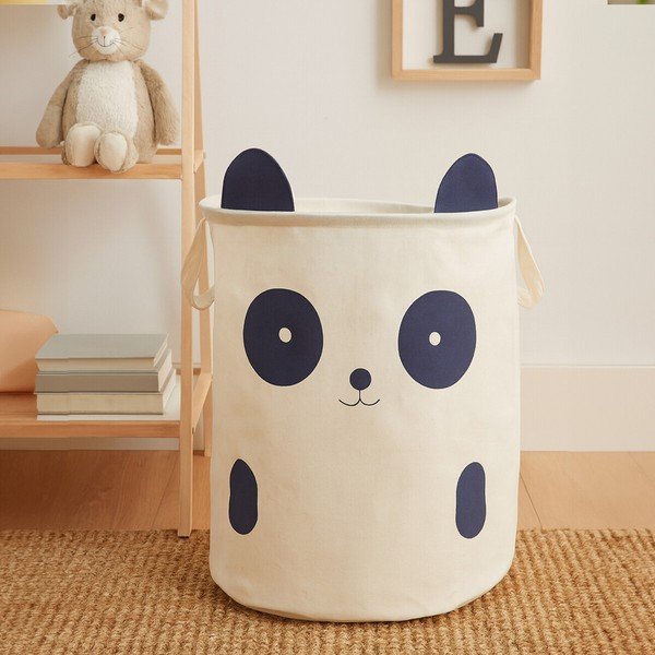 Biały tekstylny dziecięcy kosz na zabawki ø 38x48 cm Mimo Panda Face – Premier Housewares-image-1