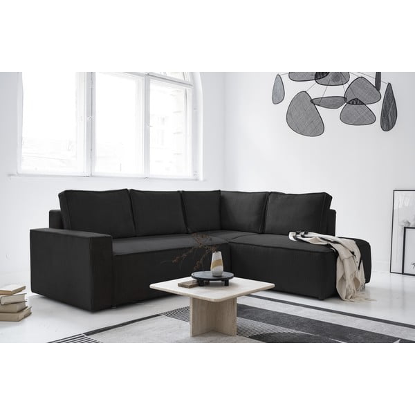 Antracytowy sztruksowy rozkładany narożnik (prawostronny) Brave Dave – Miuform-image-3