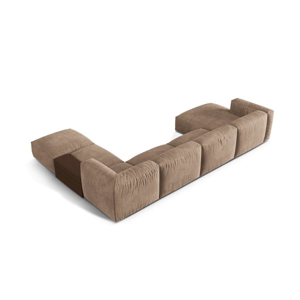 Jasnobrązowy aksamitny narożnik modułowy (prawostronny/w kształcie litery U) Martina – Micadoni -image-2