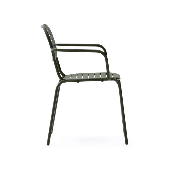 Ciemnozielone metalowe krzesło ogrodowe Brai – Kave Home-image-3