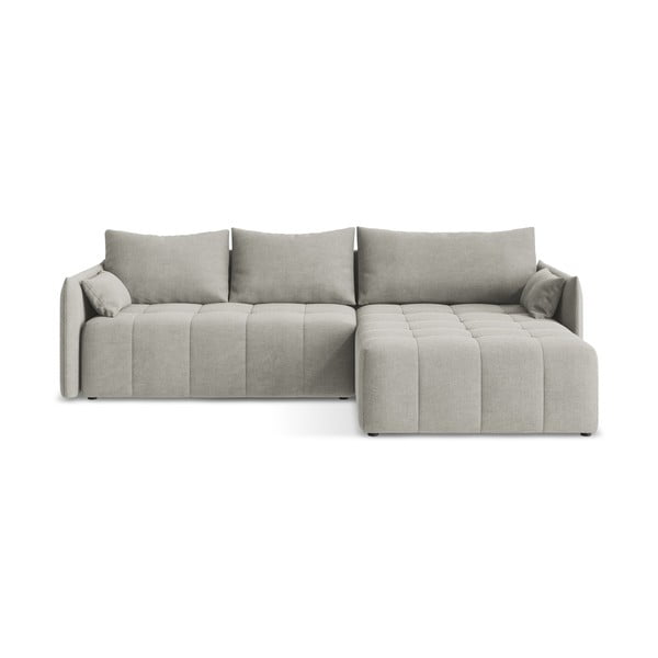 Jasnoszary rozkładany/ze schowkiem narożnik (prawostronny/z szezlongiem) Moku – Makamii