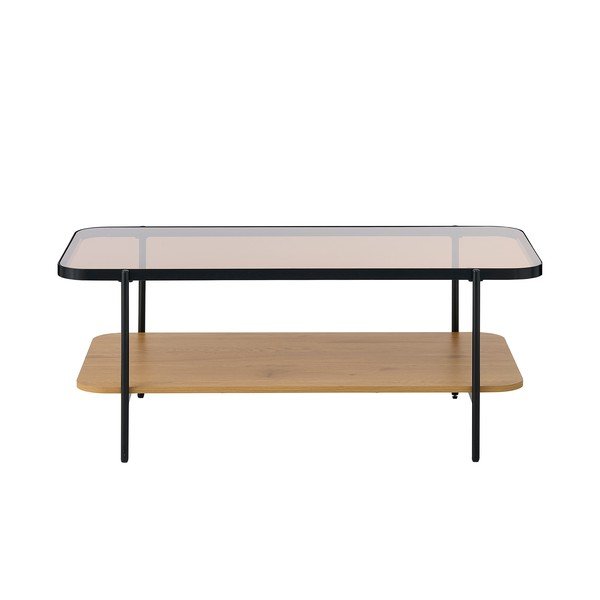 Stolik ze szklanym blatem w naturalnym kolorze 60x120 cm Hassel – Unique Furniture-image-2