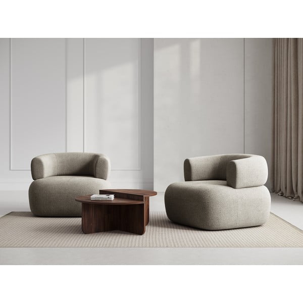 Jasnoszary fotel z materiału bouclé Jenny – Micadoni Home-image-1