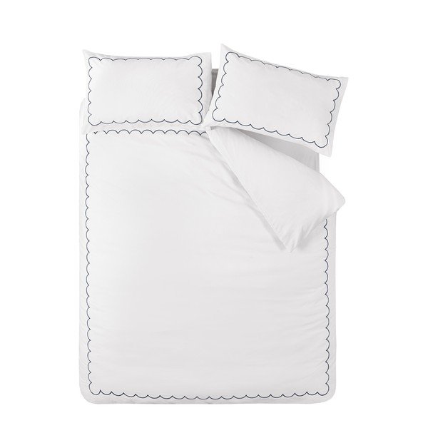 Biało-niebieska pościel dwuosobowa 230x220 cm Scallop Border – Catherine Lansfield