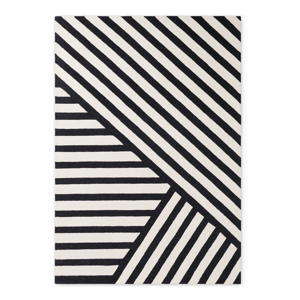 Czarno-biały wełniany dywan tkany ręcznie 160x230 cm Stryve Noir – Elle Decoration