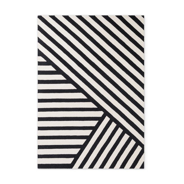 Czarno-biały wełniany dywan tkany ręcznie 120x180 cm Stryve Noir – Elle Decoration