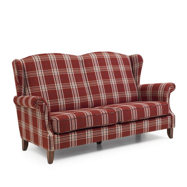 Czerwona sofa w kratę Max Winzer Verita, 193 cm