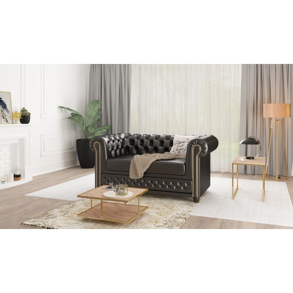 Czarna sofa z imitacji skóry 148 cm York – Ropez-image-3