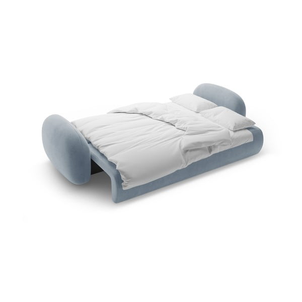 Szaroniebieska aksamitna rozkładana/ze schowkiem sofa 262 cm Tonale – Cosmopolitan Design-image-4