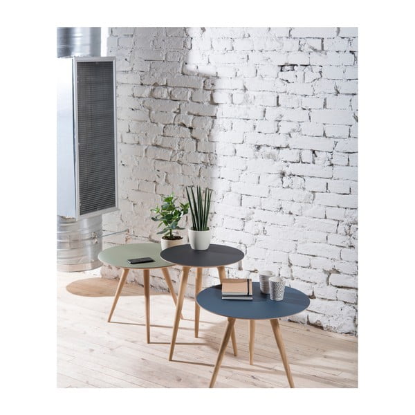 Dębowy stolik z czarnym blatem Gazzda Arp, ⌀ 55 cm-image-1