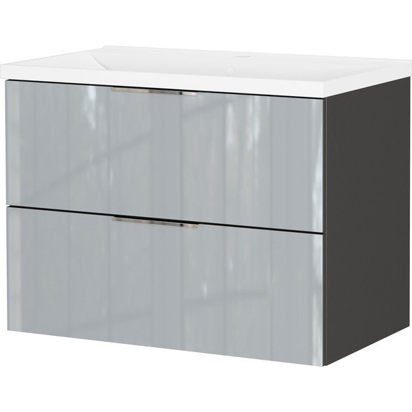 Szara wisząca szafka pod umywalkę z połyskiem 81x61 cm Celano – Germania
