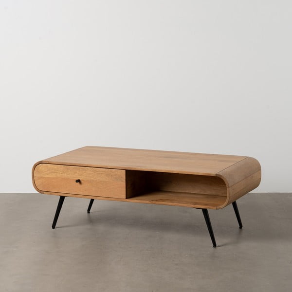 Stolik z litego drewna mindi w naturalnym kolorze 60x120 cm Mahón – Ixia-image-2