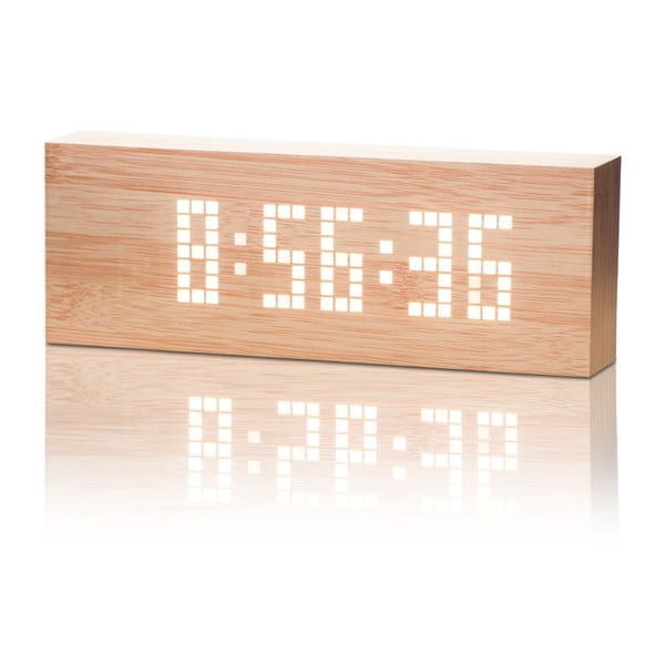 Jasnobrązowy budzik z białym wyświetlaczem LED Gingko Message Click Clock