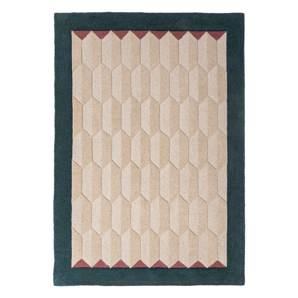 Wełniany dywan tkany ręcznie w naturalnym kolorze/zielononiebieski 200x290 cm Apex Border Wool – Flair Rugs