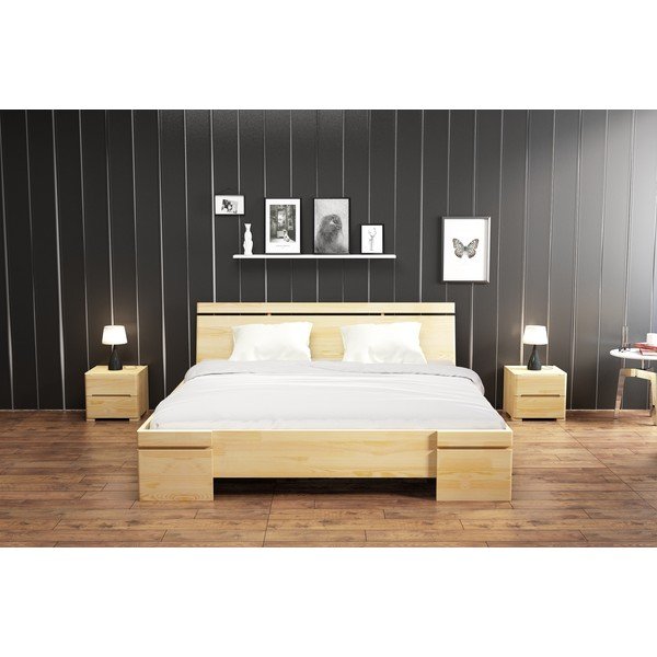 Łóżko 2-osobowe z drewna sosnowego ze schowkiem SKANDICA Sparta Maxi, 140x200 cm-image-1