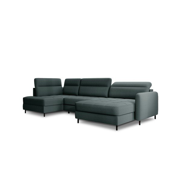 Zielony aksamitny rozkładany/ze schowkiem narożnik (lewostronny/w kształcie litery U) Berrto – ELTAP-image-2