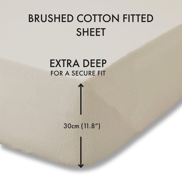 Beżowe flanelowe prześcieradło z gumką 150x200 cm Brushed – Catherine Lansfield-image-3