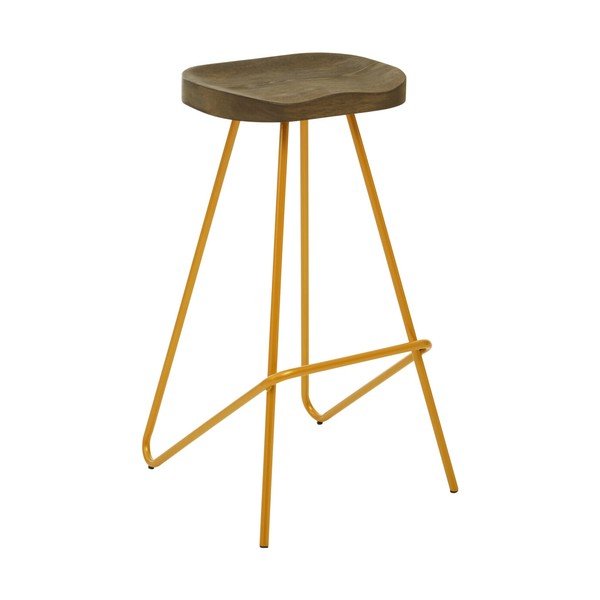 Hoker z litego drewna wiązu w kolorze złota/w naturalnym kolorze (wysokość siedziska 78 cm) District – Premier Housewares
