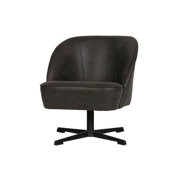 Czarny skórzany obrotowy fotel BePureHome Vogue-image-3