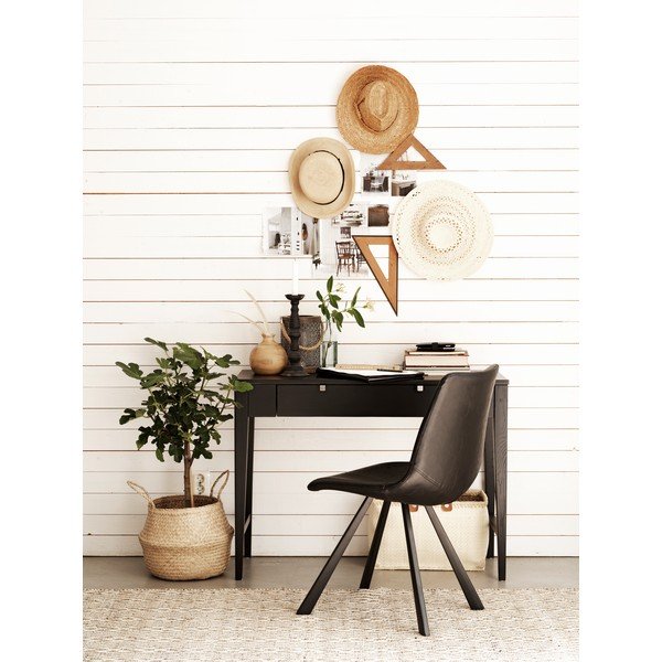 Czarne krzesło do jadalni z czarnymi nogami Rowico Alpha-image-2