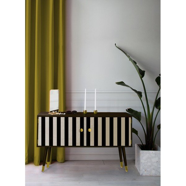 Komoda z litego drewna sosnowego Velvet Atelier Au Cafe Golden Black Strips-image-1