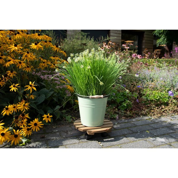 Drewniany kwietnik na kółkach ø 29 cm (wysokość 8 cm) Indoor & Outdoor – Esschert Design-image-1