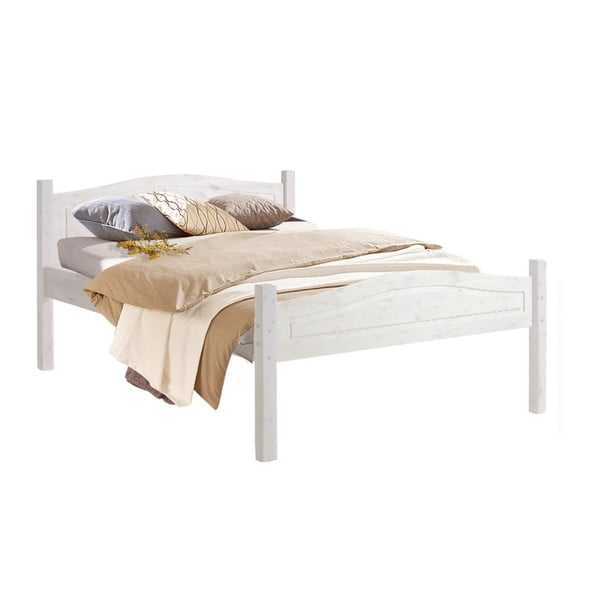 Białe łóżko z litego drewna sosnowego Støraa Barney, 140x200 cm