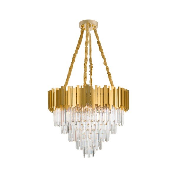 Metalowa lampa wisząca w kolorze złota z kryształowym kloszem ø 73 cm Grane – Nova Luce