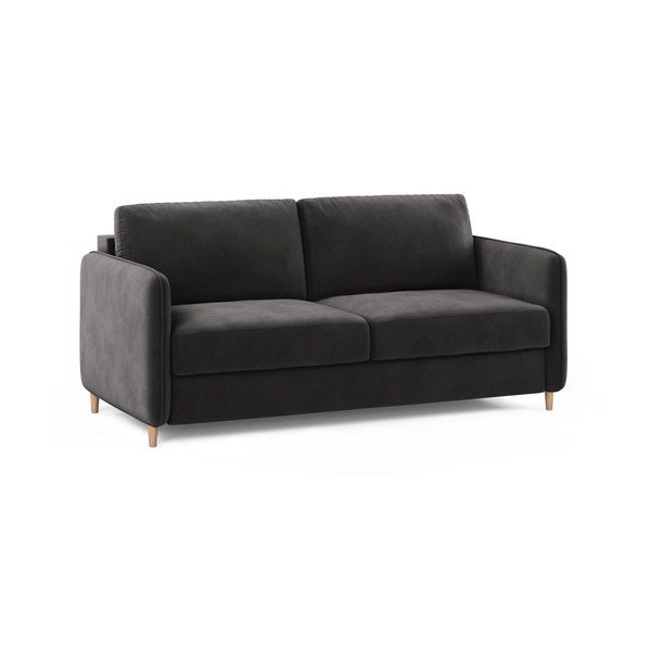 Ciemnoszara aksamitna sofa do spania 184 cm – Micadoni -image-2