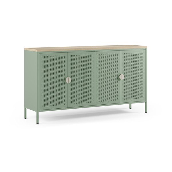 Miętowa/w naturalnym kolorze metalowa szafka 160x90x40 cm Sayla – Marckeric-image-3