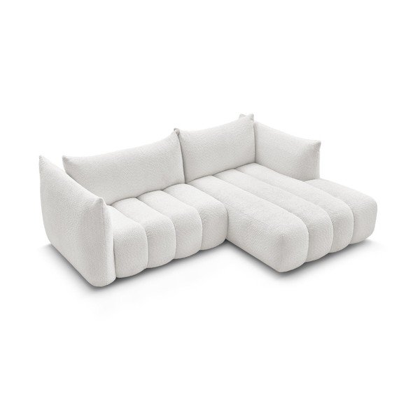 Biały narożnik z materiału bouclé (prawostronny/z szezlongiem) Azra – Bobochic Paris-image-3