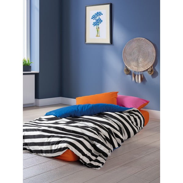 Czarno-biała pościel dwuosobowa z bawełny renforcé z prześcieradłem/4-częściowa 200x220 cm Dusk – Mijolnir
