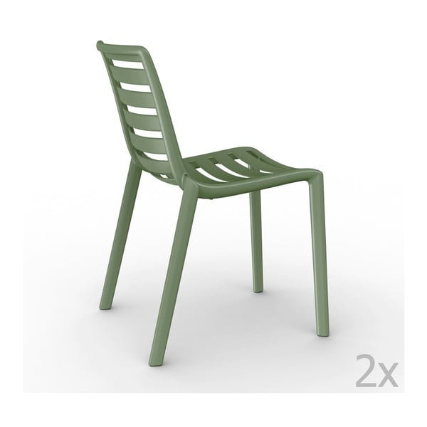 Zestaw 2 zielonych krzeseł ogrodowych Resol Slatkat