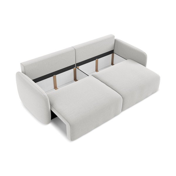 Jasnoszara aksamitna rozkładana/ze schowkiem sofa 238 cm Kalena – Makamii-image-4