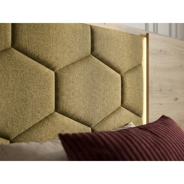 Zielone tapicerowane/z płyty wiórowej łóżko dwuosobowe ze schowkiem ze stelażem 180x200 cm Palmeraie – Bobochic Paris-image-2