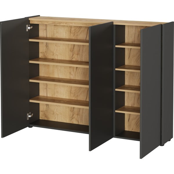 Antracytowa szafka w dekorze dębu 138x105x25 cm Libbiano – Germania-image-2