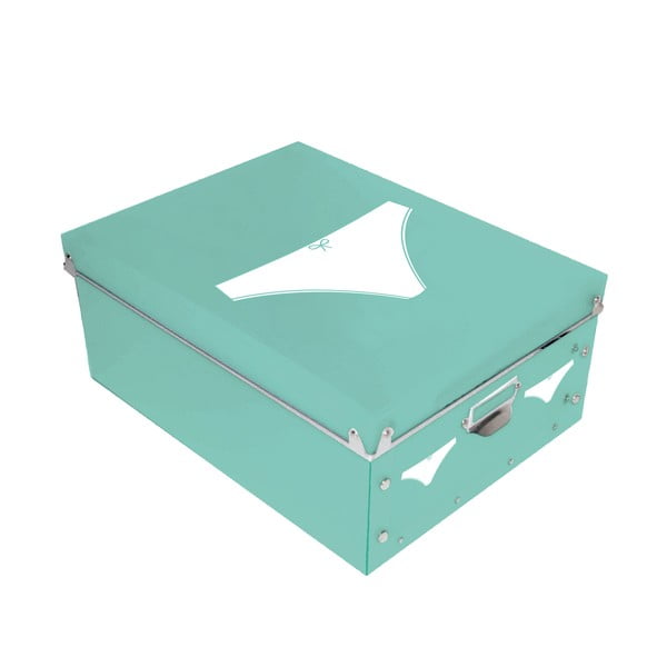Pudełko na bieliznę Turquoise Picto, 34,5x26 cm