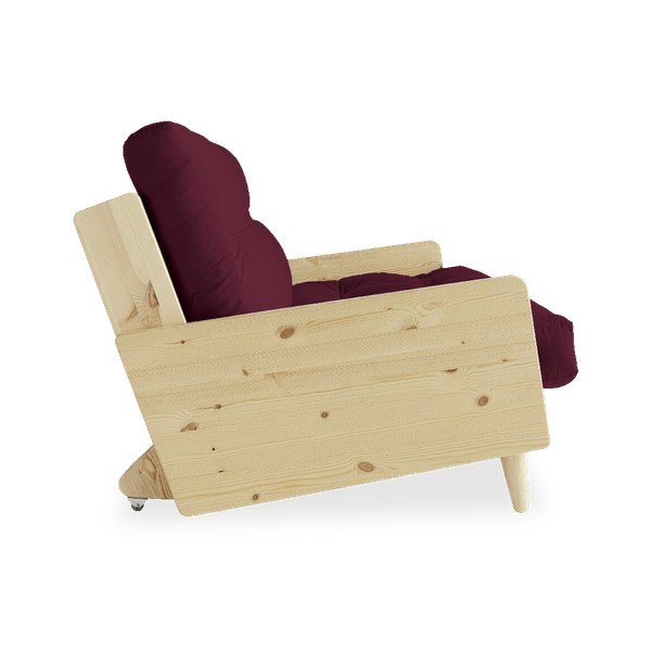 Sofa rozkładana z ciemnoczerwonym obiciem Karup Design Indie Natural/Bordeaux-image-4