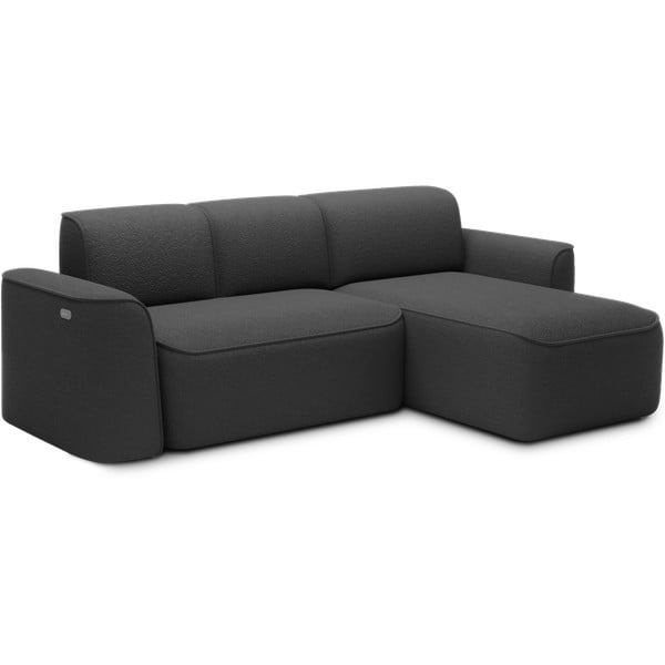 Antracytowy narożnik z materiału bouclé (prawostronny/z szezlongiem) Ume – ELTAP-image-2