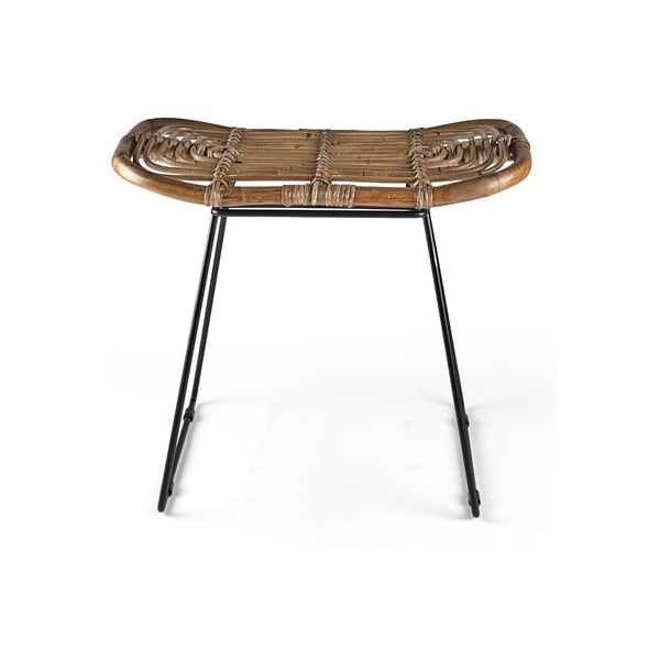 Czarno-naturalny rattanowy stołek Sokna – Villa Collection