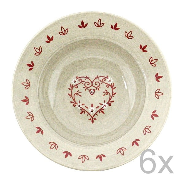 Zestaw 6 talerzy ceramicznych Heart 21,5 cm