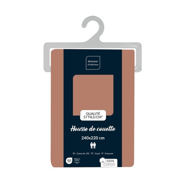 Łososiowa bawełniana poszwa na kołdrę dwuosobowa 240x220 cm Lina – douceur d'intérieur-image-2