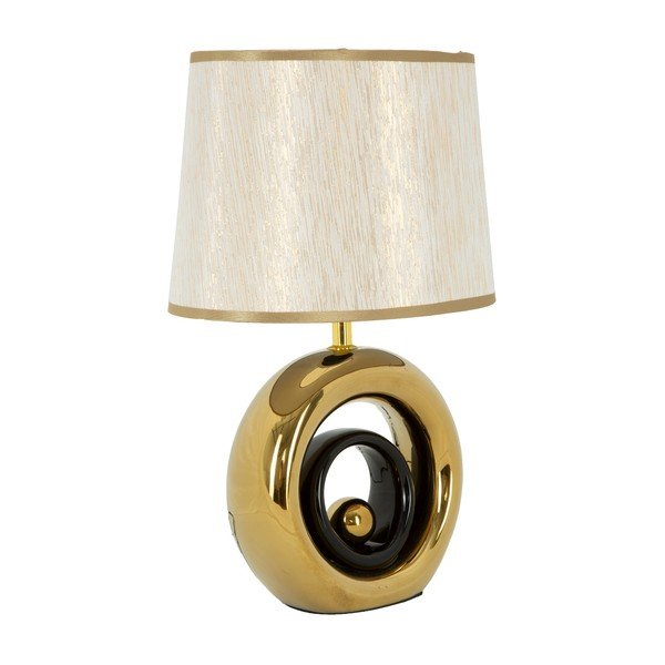 Biała lampa stołowa z konstrukcją w złotym kolorze Mauro Ferretti Round-image-3