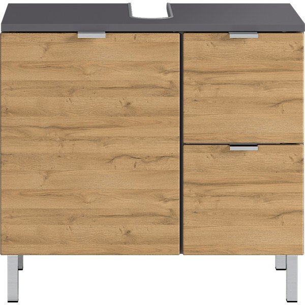 Szafka pod umywalkę z dekorem dębu Germania Mauresa, szer. 60 cm-image-2