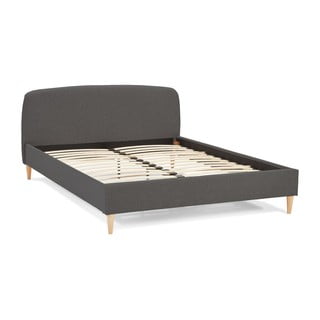Szare tapicerowane łóżko dwuosobowe ze stelażem 160x200 cm Drome – Kokoon