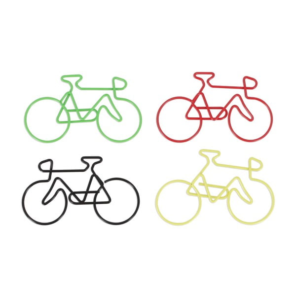 Zestaw 4 spinaczy do papieru w kształcie roweru npw™ Bicycle